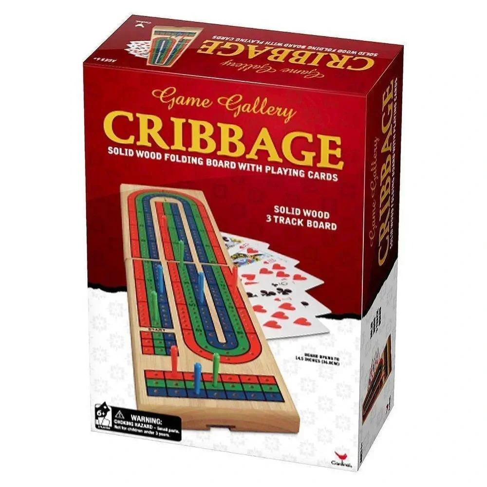 NEW CRIBBAGE Solid Wood Folding Board with Cards - Game Gallery